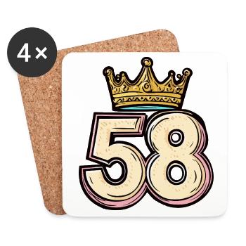 58 Nombre Couronne - Dessous de verre (lot de 4) - blanc - Devant