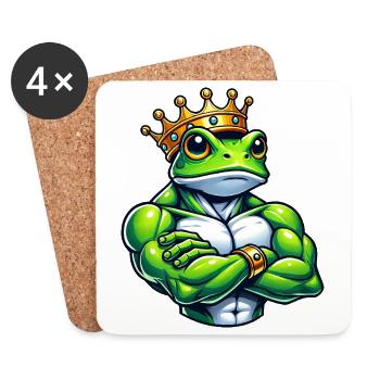 Muscular Frog Prince Entraînement de remise en forme - Dessous de verre (lot de 4) - blanc - Devant