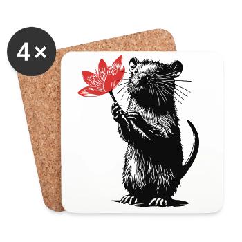 Urban Waterlily: Street art meets nature - Coasters (set of 4) - white - Front