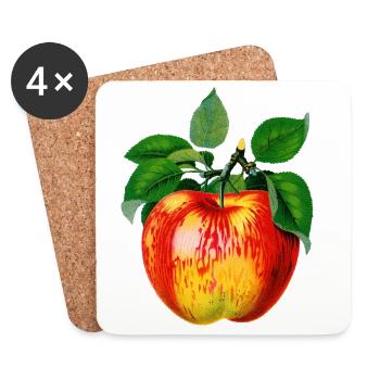 Botanical Apple Vintage Art - Untersetzer (4er-Set) - Weiß - Vorne