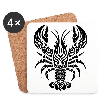 Homard Tribal - Dessous de verre (lot de 4) - blanc - Devant