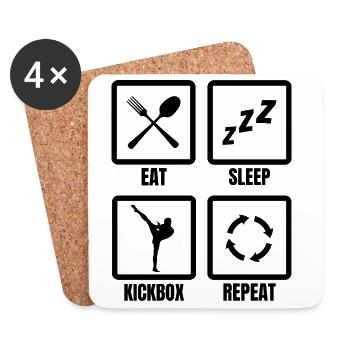 Daily routine for kickboxers - Coasters (set of 4) - white - Front