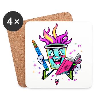 Coole Kaffeebecher - Untersetzer (4er-Set) - Weiß - Vorne