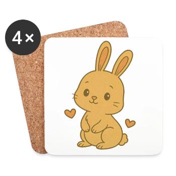 Hase Häschen Frühling Sommer Ostern Garten - Untersetzer (4er-Set) - Weiß - Vorne
