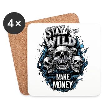Restez sauvage Gagnez de l’argent Bitcoin Crypto Finance - Dessous de verre (lot de 4) - blanc - Devant
