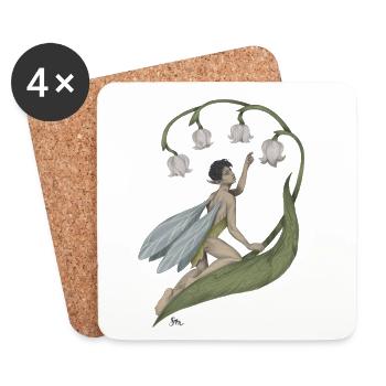Pixie with lily of the valley - Coasters (set of 4) - white - Front