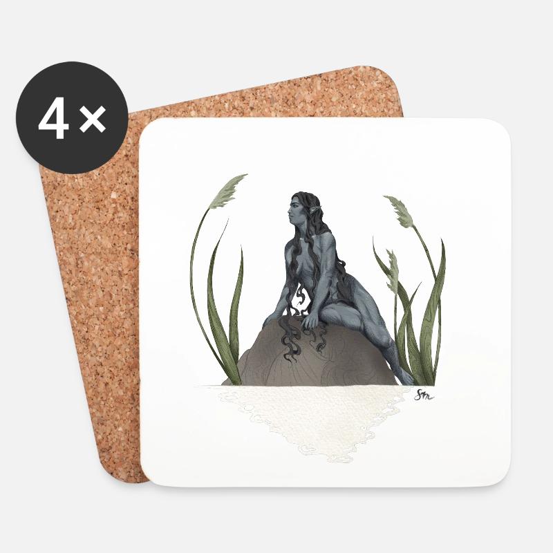 Nymph in a pond - Coasters (set of 4) - white