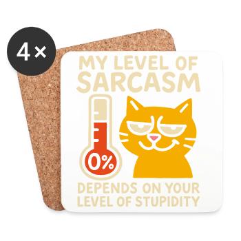 Sassy Cat Sarcasme T-shirt graphique - Dessous de verre (lot de 4) - blanc - Devant