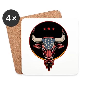 Patriotic bull's head, an American bull. - Coasters (set of 4) - white - Front