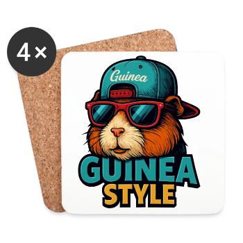 Guinea Style: Sonnenbrillen-Pig - Untersetzer (4er-Set) - Weiß - Vorne