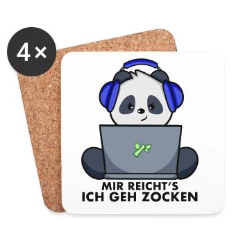 Panda Gamer - Mir reicht‘s ich geh zocken - Untersetzer (4er-Set) - Weiß - Vorne