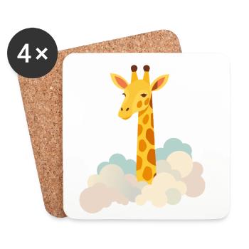 Gentle giraffe above the clouds – Dreamlike motif - Coasters (set of 4) - white - Front