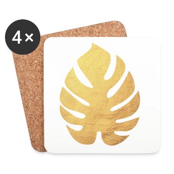 Philodendron Blatt Gold Botanik Natur Flora Bio - Untersetzer (4er-Set) - Weiß - Vorne