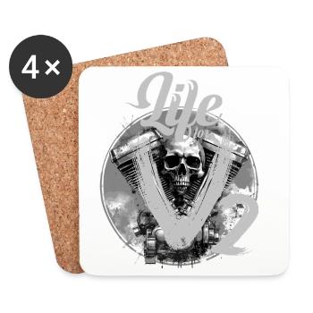 V-Twin Motorrad Skull Design - Untersetzer (4er-Set) - Weiß - Vorne