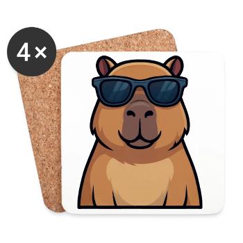 Cool Hamster Capybara Lunettes de soleil Summer Vibes - Dessous de verre (lot de 4) - blanc - Devant