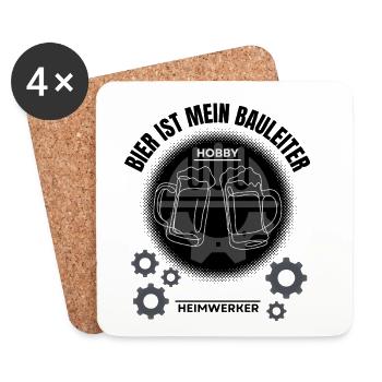La bière est mon responsable de chantier – un humour de bricolage - Dessous de verre (lot de 4) - blanc - Devant