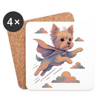 Super chien Yorkshire Terrier Cape Cape cadeau - Dessous de verre (lot de 4) - blanc - Devant