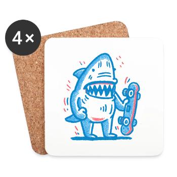 T Shirt Design Sharky - Dessous de verre (lot de 4) - blanc - Devant