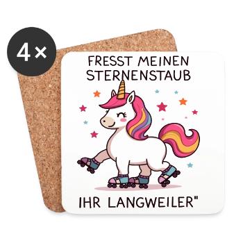 Rollschuh Einhorn - Untersetzer (4er-Set) - Weiß - Vorne