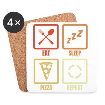 Eat Sleep Pizza Repeat - Coasters (set of 4) - white - Front