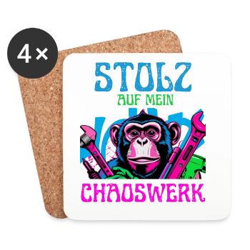 Proud of my chaos – DIY Monkey - Coasters (set of 4) - white - Front