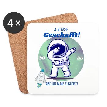 4. Klasse geschafft – Abflug in die Zukunft 2025 - Untersetzer (4er-Set) - Weiß - Vorne