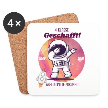 4. Klasse geschafft – Zukunft 2025 - Untersetzer (4er-Set) - Weiß - Vorne
