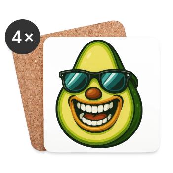 Avocat frais avec des lunettes de soleil plaisir végétarien d’été - Dessous de verre (lot de 4) - blanc - Devant