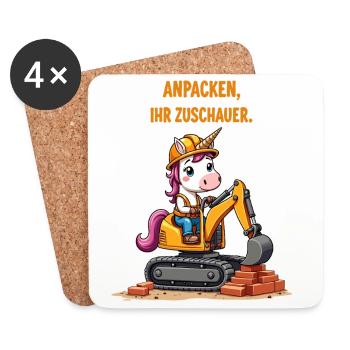 Einhorn Baggermeister - Untersetzer (4er-Set) - Weiß - Vorne