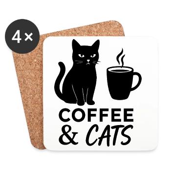 Chat de café - Dessous de verre (lot de 4) - blanc - Devant