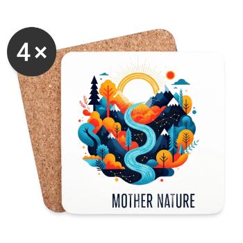 Mutter Natur | Farbenprächtige Landschaft im Flat - Untersetzer (4er-Set) - Weiß - Vorne