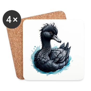 Le cygne noir et la rose bleue - Dessous de verre (lot de 4) - blanc - Devant