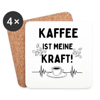 Coffee is my power – Coffee Motivation Design - Coasters (set of 4) - white - Front