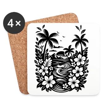 Urlaub Strand und Palmen - Untersetzer (4er-Set) - Weiß - Vorne