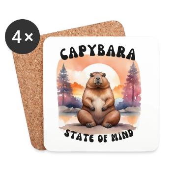 Capybara State of Mind – Chill & Calm Design - Coasters (set of 4) - white - Front