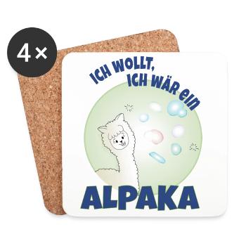 Ich wollt, ich wär ein Alpaka - Untersetzer (4er-Set) - Weiß - Vorne