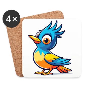 Blauer Vogel - Untersetzer (4er-Set) - Weiß - Vorne