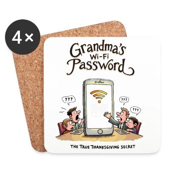 Omas WLAN-Passwort - Untersetzer (4er-Set) - Weiß - Vorne