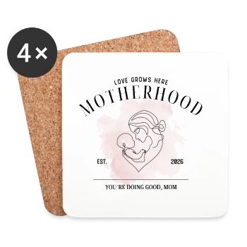 Motherhood EST 2026 – You’re Doing Good Mom - Untersetzer (4er-Set) - Weiß - Vorne