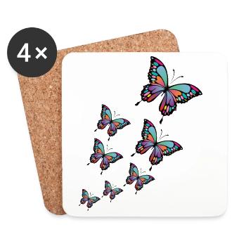 Colorful butterflies. - Coasters (set of 4) - white - Front