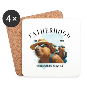 Fatherhood EST. 2025 – Capypapa Mode Activated - Coasters (set of 4) - white - Front
