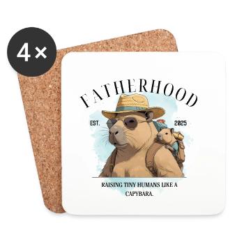 Fatherhood 2025 Raising Tiny Humans Like Capybara - Coasters (set of 4) - white - Front
