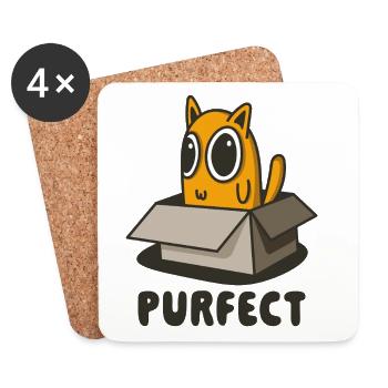 Chat Orange Purrfect en boîte - Cute Kitten Design - Dessous de verre (lot de 4) - blanc - Devant