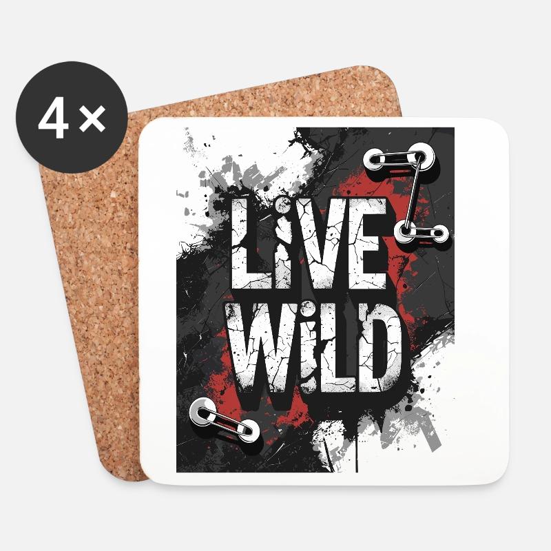 Lebensfreude "Wild Life" Design - Untersetzer (4er-Set) - Weiß