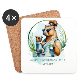 Motherhood – Raising Tiny Humans Like a Capybara - Untersetzer (4er-Set) - Weiß - Vorne