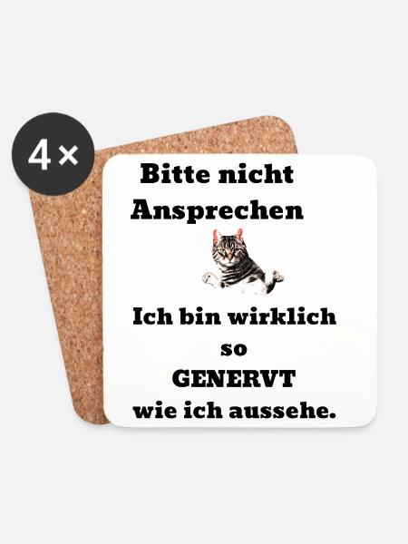 Spruch Kater genervt - Untersetzer (4er-Set) - Weiß