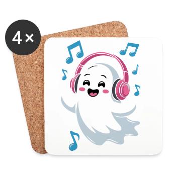 Music-loving Ghost with Headphones - Coasters (set of 4) - white - Front