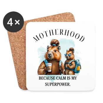 Motherhood – Calm Is My Superpower | Modern Mom - Coasters (set of 4) - white - Front