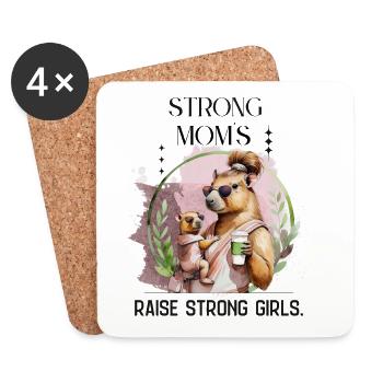 Strong Moms Raise Strong Girls – Calm Motherhood D - Coasters (set of 4) - white - Front