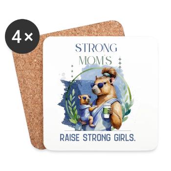 Strong Moms Raise Strong Girls - Coasters (set of 4) - white - Front